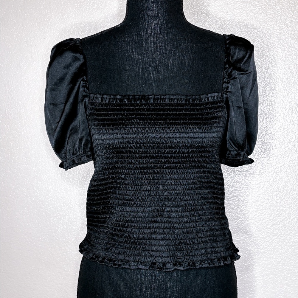 Urban Outfitters Smocked Crop Top Black Size Large L